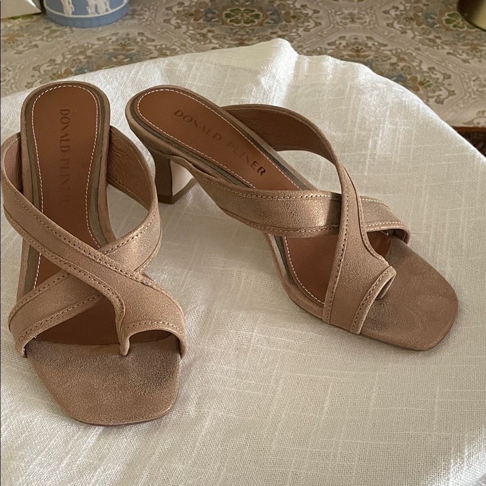 SOLD - Donald J. Pliner Metallic Beige / Tan Women's Heels Sandals